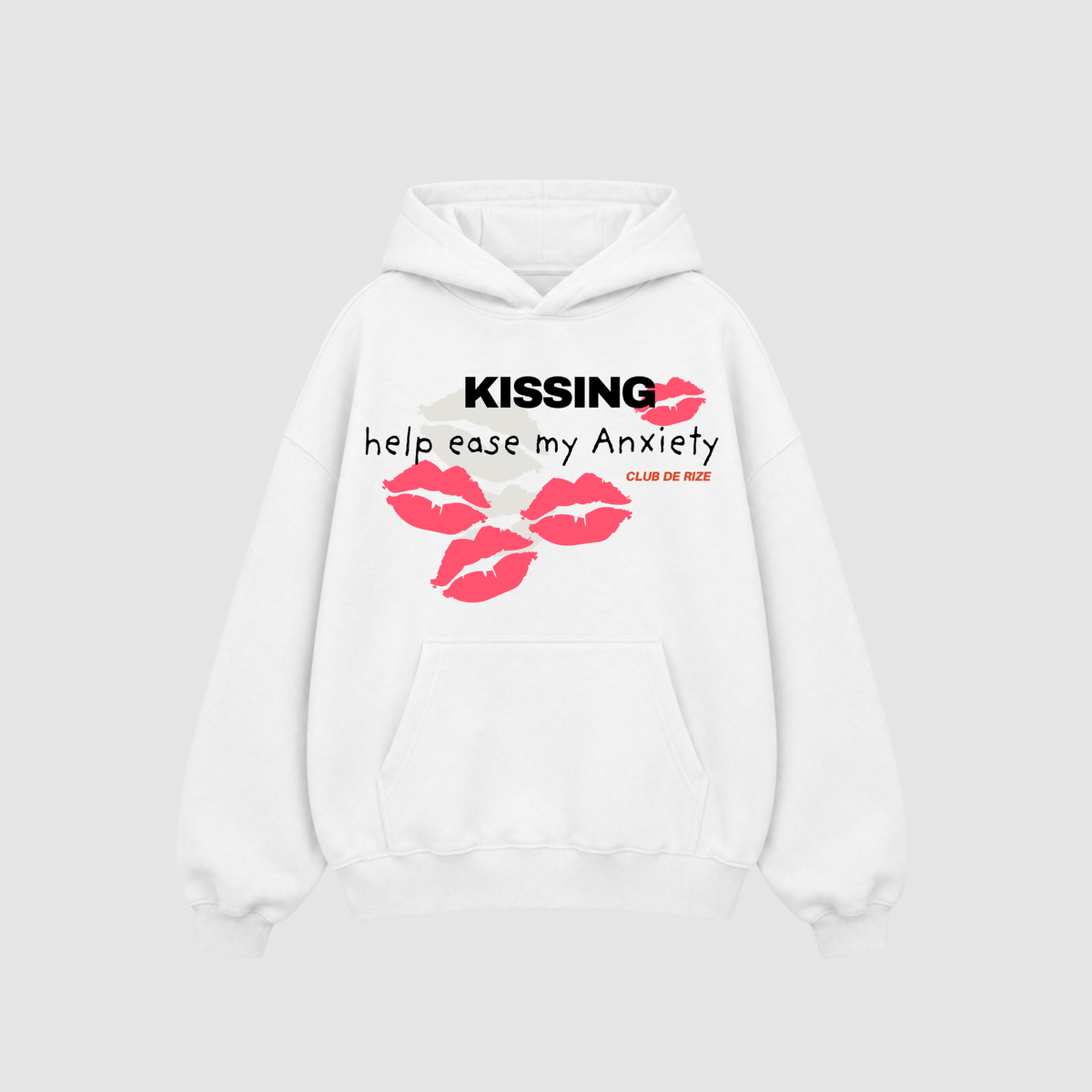 Kissing Helps Ease My Anxiety Hoodie – Rückenansicht mit Print | CDR