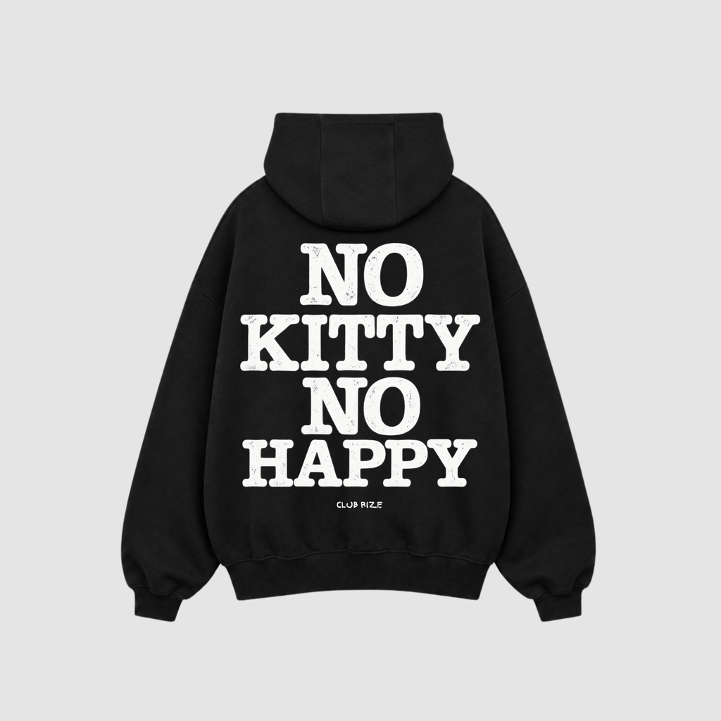 No Kitty No Happy Hoodie – Rückenansicht mit Print | CDR