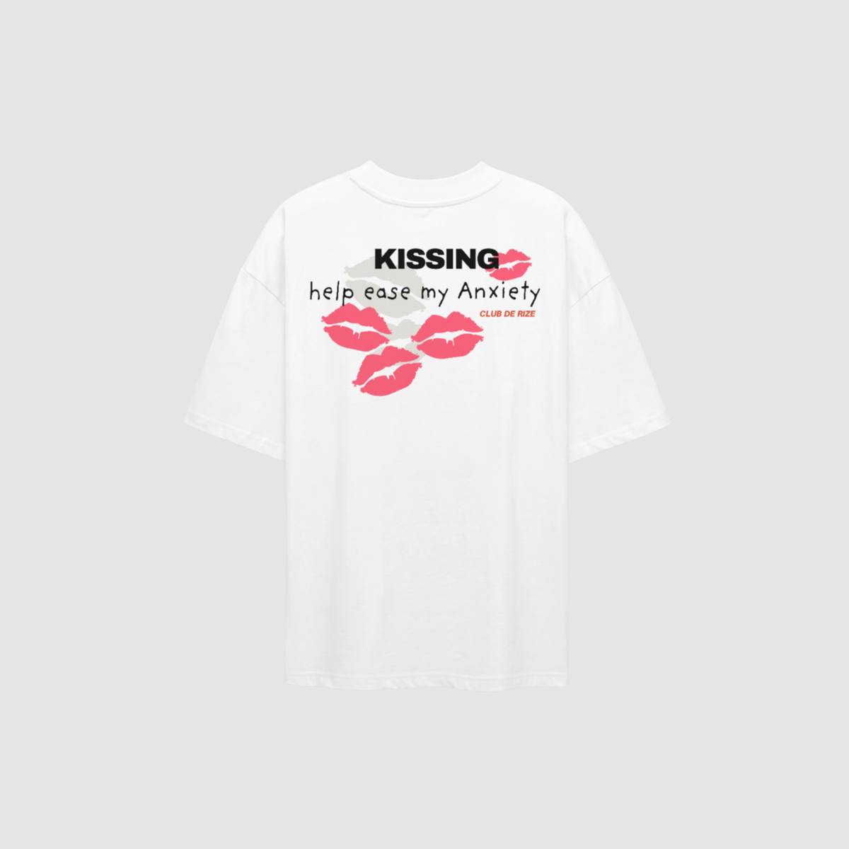 Kissing Helps Ease My Anxiety T-Shirt – Rückenansicht mit Print | CDR