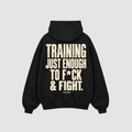 Training Just Enough to F*ck & Fight Hoodie – Rückenansicht mit Print | CDR